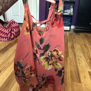Orange floral tank top
